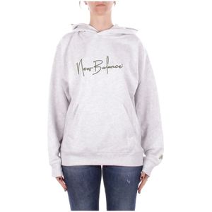 New Balance, Dames, Sweatshirts & Hoodies, Grijs, Maat: L Katoen,