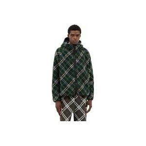 Burberry Geruite Fleece Hoodie , Green , Heren , Maat: S