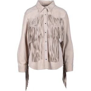 Wild Cashmere, Dames, Blouses & Shirts, Beige, Maat: S Leer,