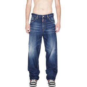 Dsquared2 Losse Jeans met Gewassen Effect , Blue , Heren , Maat: S