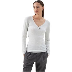 Brunello Cucinelli, Dames, Truien, Wit, Maat: XL
