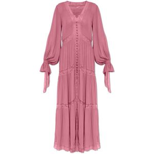 Loveshackfancy, Dames, Jurken, Roze, Maat: XS Chiffon,