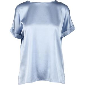 Wild Cashmere, Dames, Blouses & Shirts, Blauw, Maat: M Zijde,