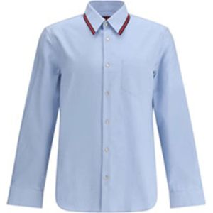 Gucci, Heren, Overhemden, Blauw, Maat: 5XL Katoen,