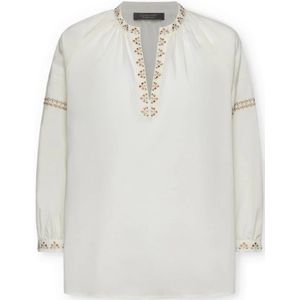 Elena Mirò, Dames, Blouses & Shirts, Wit, Maat: M Katoen,