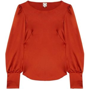 Ines de la Fressange Paris, Dames, Blouses & Shirts, Oranje, Maat: M Satijn,