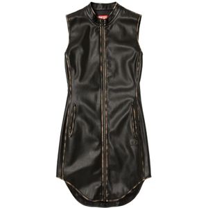 Diesel, Dames, Jurken, Zwart, Maat: 3XS Poliester,