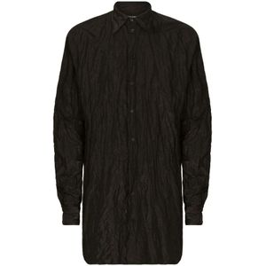 Dolce & Gabbana, Heren, Overhemden, Zwart, Maat: S Katoen,