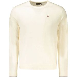 Napapijri - Witte Wol Heren Trui - Lange Mouwen - Ronde Hals