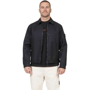 Stone Island, Heren, Jassen, Blauw, Maat: M Wol,
