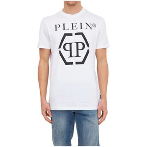 Philipp Plein, Heren, Tops, Wit, Maat: L Katoen,