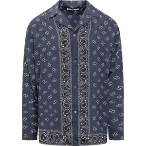 Palm Angels, Heren, Overhemden, Blauw, Maat: M