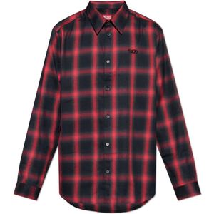 Diesel - Rood Geruite Flanellen Overhemd - Heren - Katoen