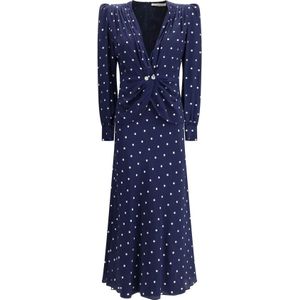 Alessandra Rich, Dames, Jurken, Blauw, Maat: 2XS Zijde,