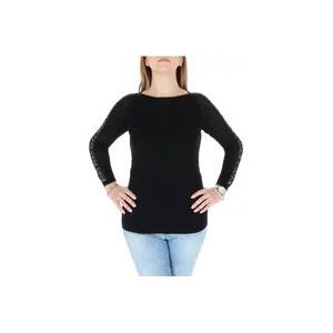 Pinko Zwarte Ronde Hals Gebreide Trui , Black , Dames , Maat: L