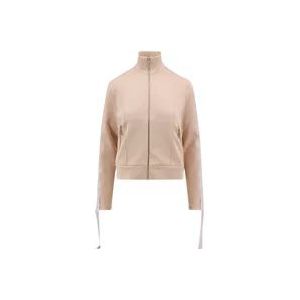 Fendi Dames Technische Stof Zip-through Sweatshirt met Lofgo-details , Beige , Dames , Maat: M