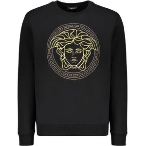 Versace, Heren, Sweatshirts & Hoodies, Zwart, Maat: 2XL Katoen,