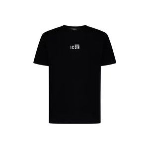 Dsquared2 Zwarte Ribgebreide T-shirts en Polos , Black , Heren , Maat: M