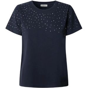Pepe Jeans, Dames, Tops, Blauw, Maat: L Katoen,