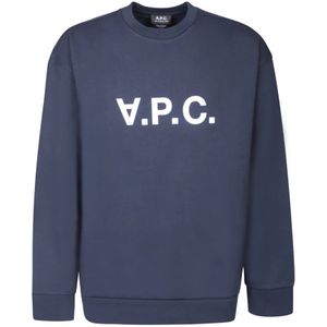 A.p.c., Heren, Sweatshirts & Hoodies, Blauw, Maat: S Katoen,