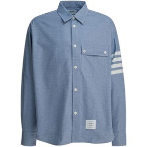 Thom Browne, Heren, Overhemden, Blauw, Maat: M Katoen,