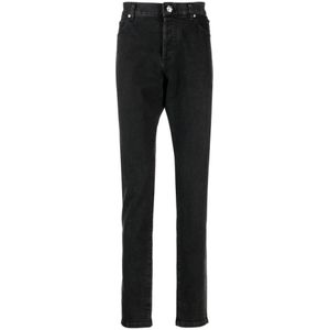 Balmain Zwarte Acid Wash Skinny Denim Jeans , Black , Heren , Maat: W31