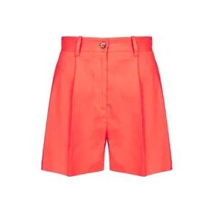 Pinko Rode Linnen Stretch Shorts met Hoge Taille , Red , Dames , Maat: S