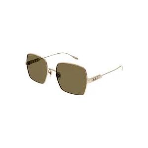 Gucci Vierkante zonnebril met metalen montuur , Yellow , Dames , Maat: 57 MM