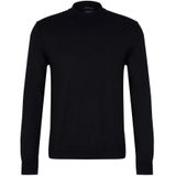 Joop! - Zila - Trui - Zwart - Merinowol - Licht opstaande geribbelde kraag