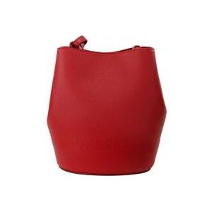 Burberry Stijlvolle Bucket Crossbody Tas met Magnetische Sluiting , Red , Dames , Maat: ONE Size