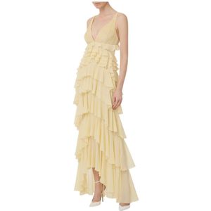 Elisabetta Franchi, Dames, Jurken, Geel, Maat: XS Poliester,