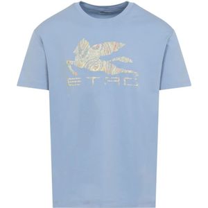 Etro, Heren, Tops, Blauw, Maat: S Katoen,