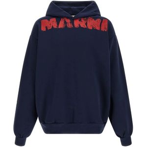 Marni, Heren, Sweatshirts & Hoodies, Blauw, Maat: M Katoen,