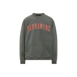 Dsquared2 Oversized Fit Militair Groene Sweatshirt , Green , Heren , Maat: XL