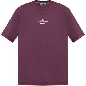 Stone Island - Logo T-Shirt - Paars - Katoen