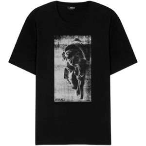 Versace, Heren, Tops, Zwart, Maat: L Katoen,