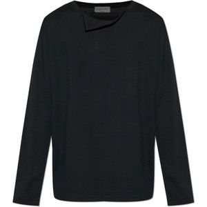 Yohji Yamamoto, Heren, Tops, Zwart, Maat: L Wol,