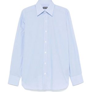Tom Ford, Heren, Overhemden, Blauw, Maat: 2XL Katoen,