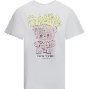 Ganni, Dames, Tops, Wit, Maat: M Katoen,