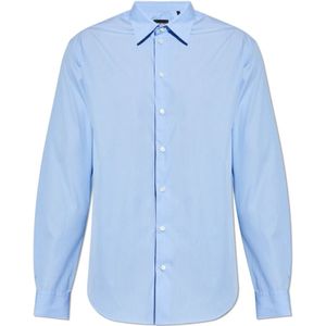 Emporio Armani, Heren, Overhemden, Blauw, Maat: 2XL Katoen,