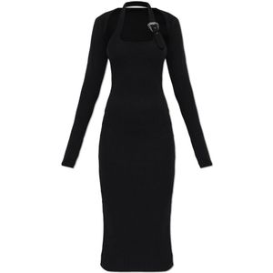 Versace Jeans Couture - Geribbelde Bodycon Jurk - Zwart