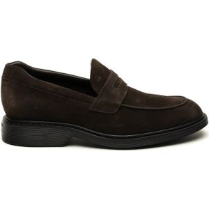 Hogan Bruine platte mocassinschoenen , Brown , Heren , Maat: 43 1/2 EU