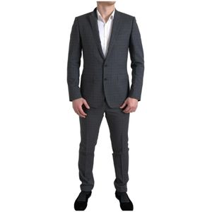 Dolce & Gabbana - Martini - Kostuum - Zwart - 2-Delig - Geruit Grijs