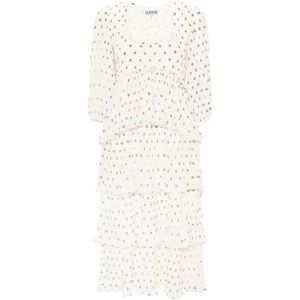 Ganni, Dames, Jurken, Wit, Maat: XS Poliester,