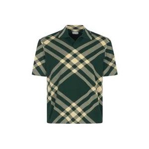 Burberry Geruite Wolmix Poloshirt , Green , Heren , Maat: S