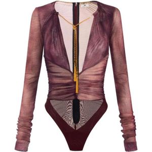 Elisabetta Franchi, Dames, Tops, Rood, Maat: S Polyamide,