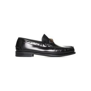 Versace Zwarte Leren Loafers Slip-On Stijl , Black , Heren , Maat: 40 EU