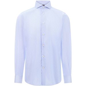Boggi Milano - Ultimate Non-Iron - Gestreept Katoenen Overhemd - Blauw