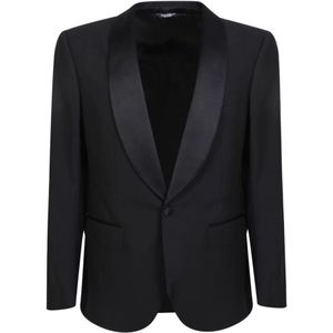 Dolce & Gabbana, Heren, Jassen, Zwart, Maat: L Zijde,