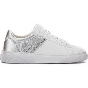 Hogan Witte Leren Sneakers met Glitterdetail , White , Dames , Maat: 36 1/2 EU